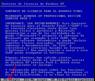 aperte f8 para prosseguir a instalação windows xp