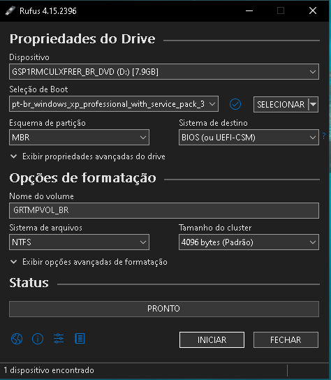 abrindo o rufus 